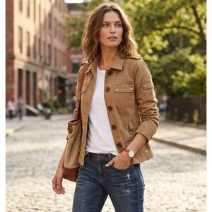 J Crew Jacket Women M Brown Field Coat Military Brigadier Safari Utility Chic